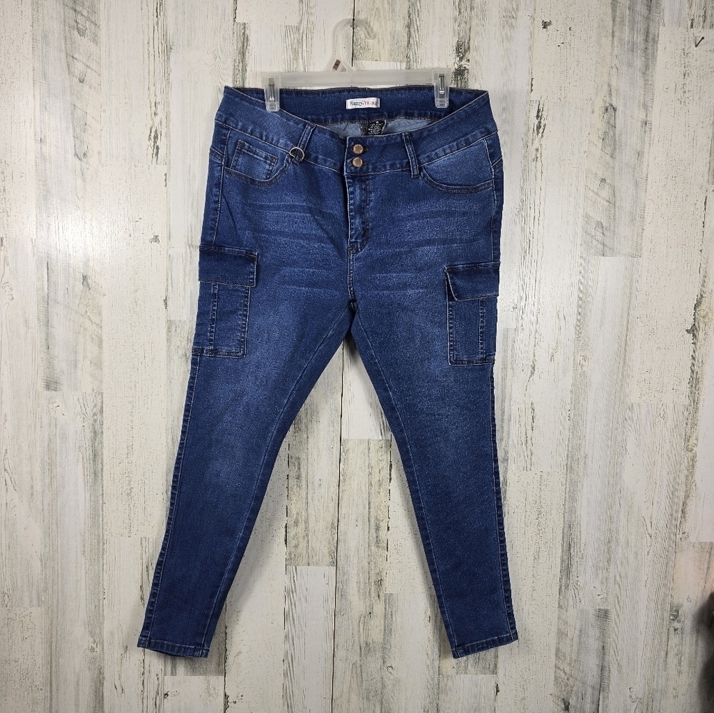 Simplyoung high rise cargo skinny ankle denim jeans women's plus size 14